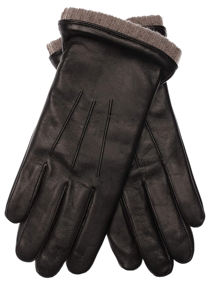 EEM men's leather gloves, soft Italian leather, fleece